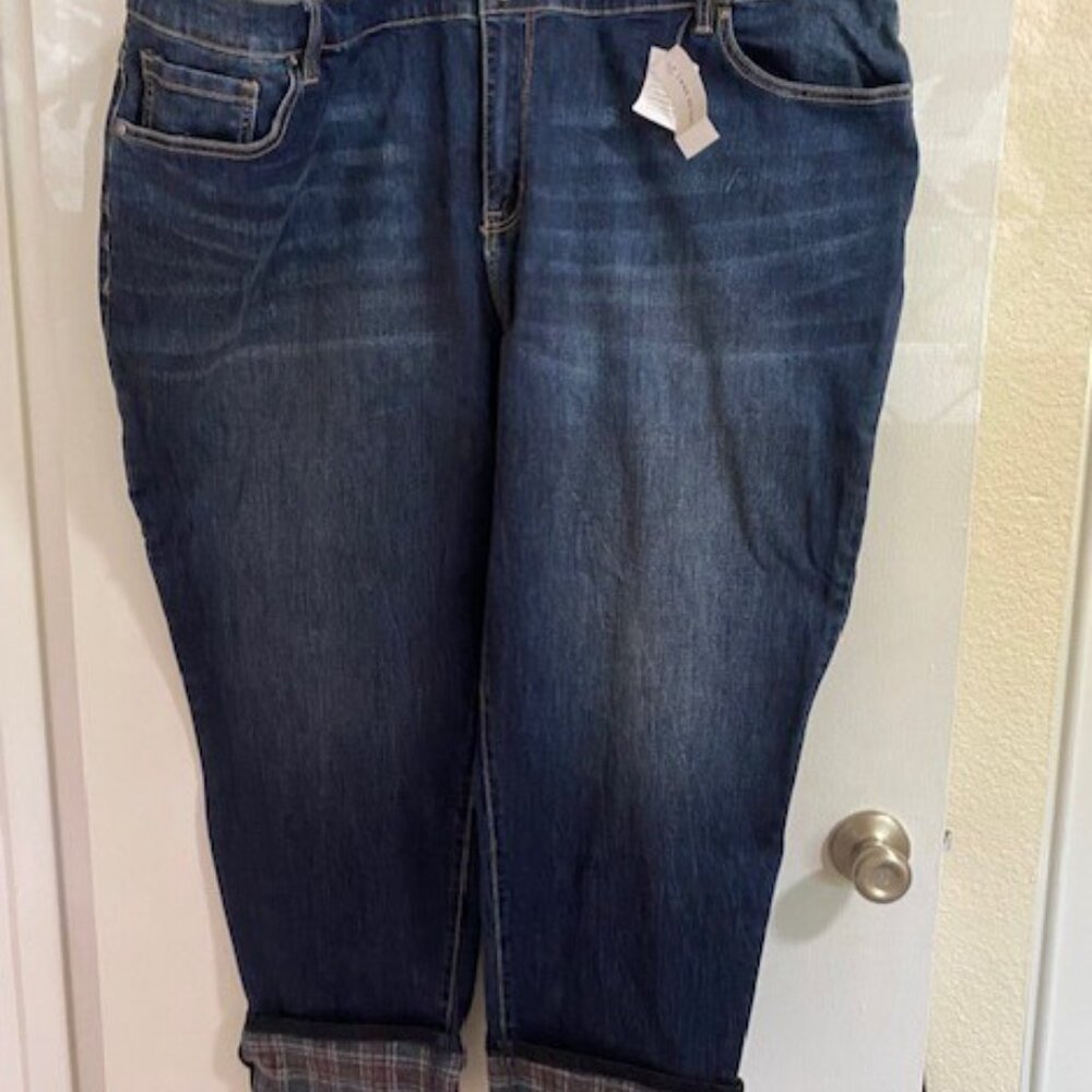 Lane Bryant - Signature Boyfriend Fit - Plaid Cuff- Mid-Rise